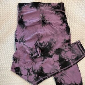 lululemon athletica Lululemon Tie-Dye Leggings - Purple and Black